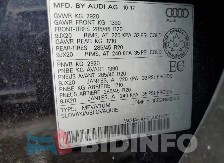 WA1AHAF71JD017272 Photo# 13