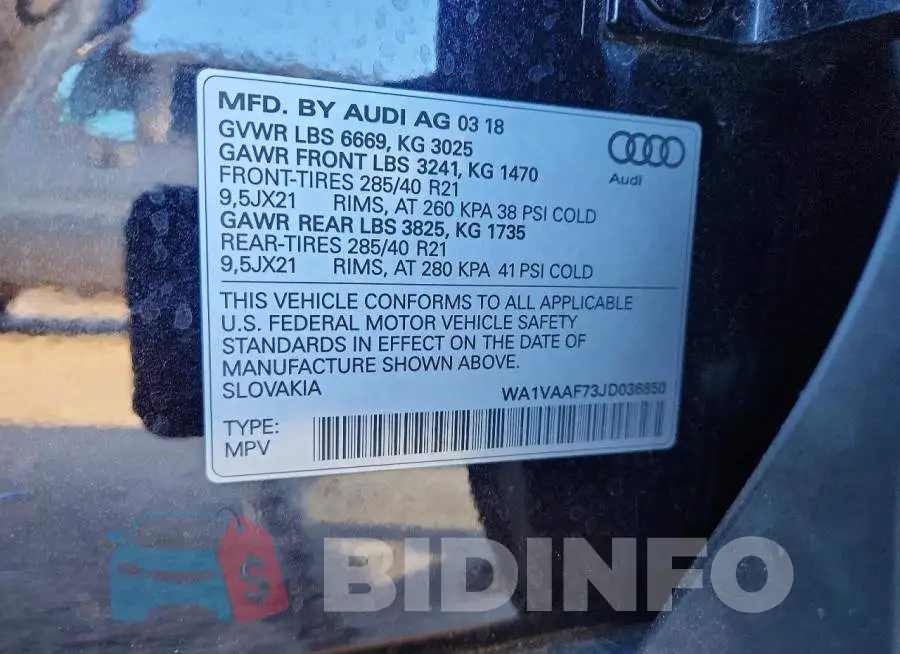 WA1VAAF73JD036850 Photo# 13