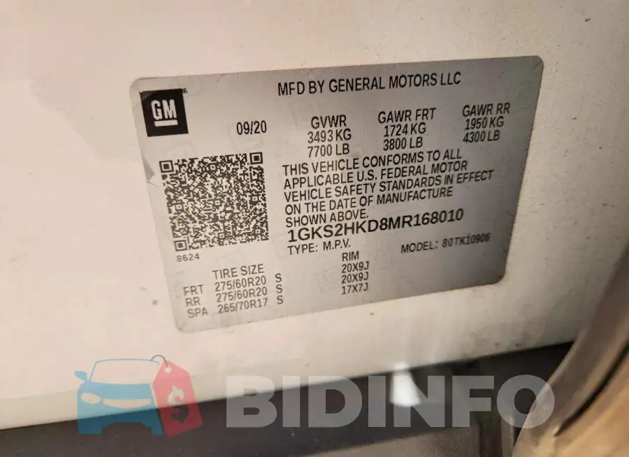1GKS2HKD8MR168010 Photo# 13