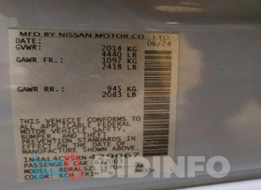 1N4AL4CV5RN429067 Photo# 13