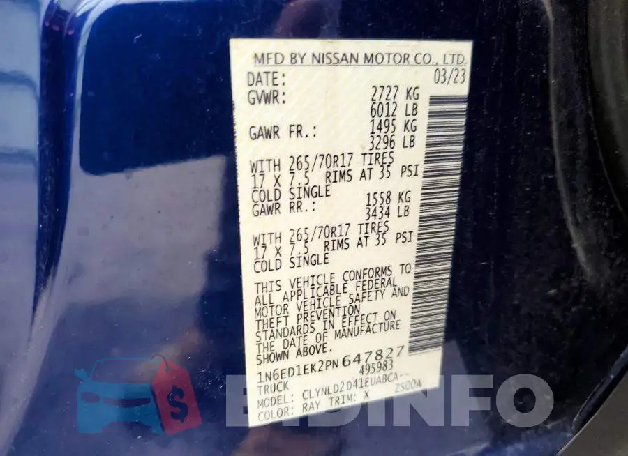 1N6ED1EK2PN647827 Photo# 13