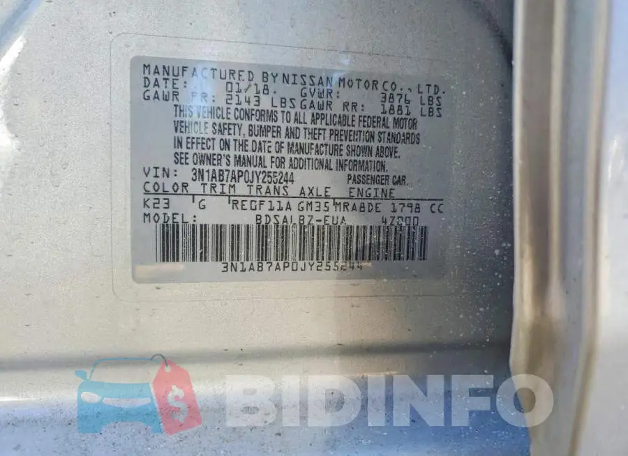 3N1AB7AP0JY255244 Photo# 12