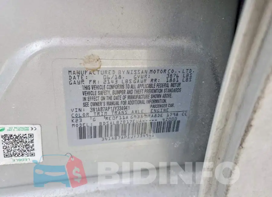 3N1AB7AP1JY334941 Photo# 13