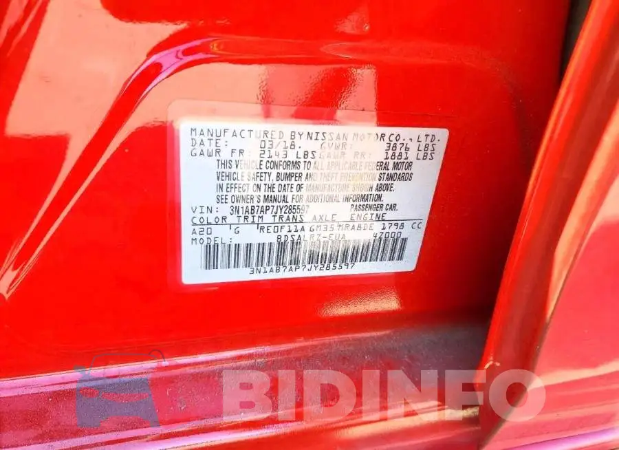 3N1AB7AP7JY285597 Photo# 12