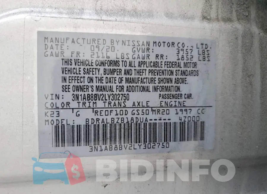 3N1AB8BV2LY302750 Photo# 13