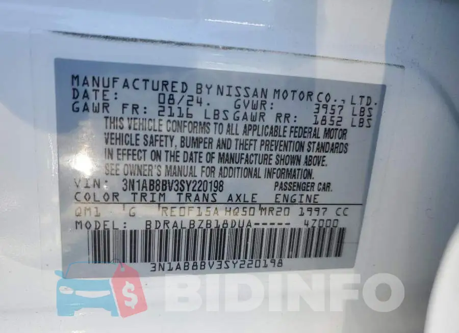 3N1AB8BV3SY220198 Photo# 12