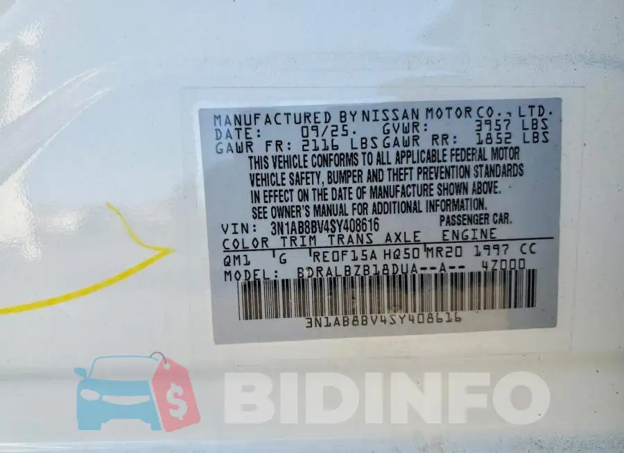 3N1AB8BV4SY408616 Photo# 12