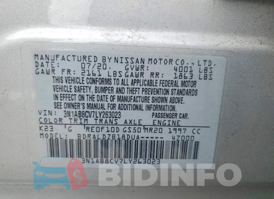 3N1AB8CV7LY263023 Photo# 13