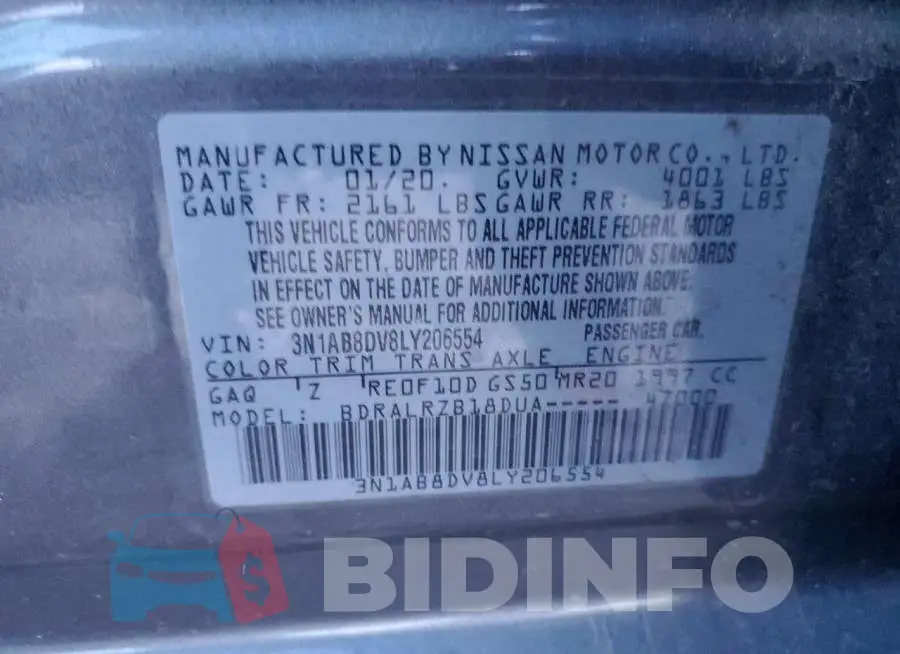 3N1AB8DV8LY206554 Photo# 12