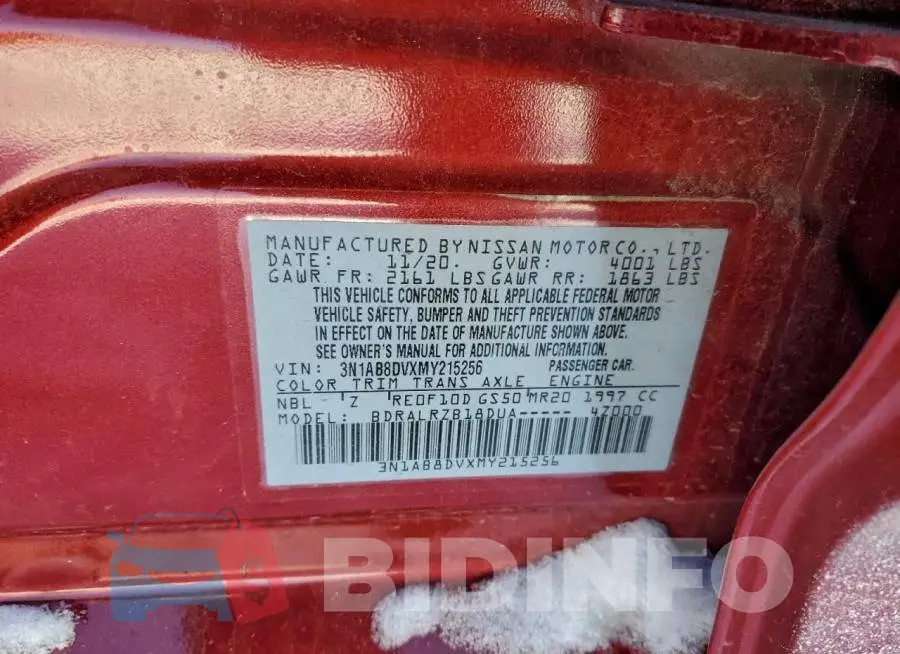 3N1AB8DVXMY215256 Photo# 12