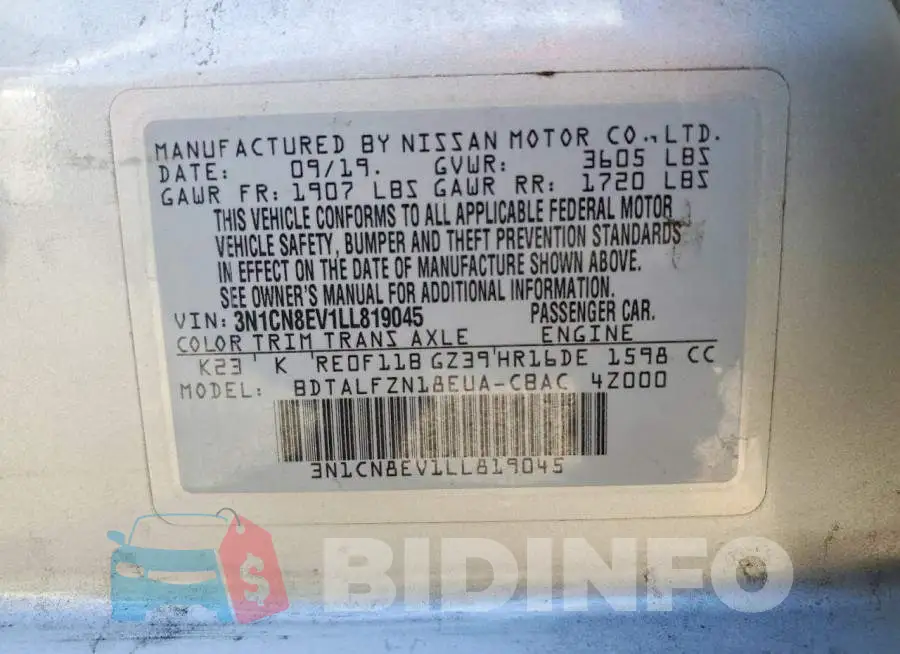 3N1CN8EV1LL819045 Photo# 13