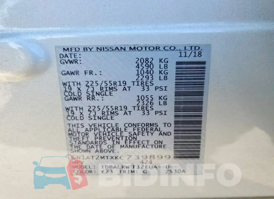 5N1AT2MTXKC739899 Photo# 12