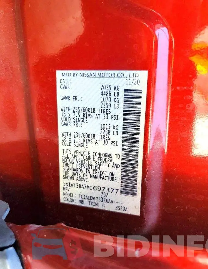5N1AT3BA7MC697377 Photo# 14