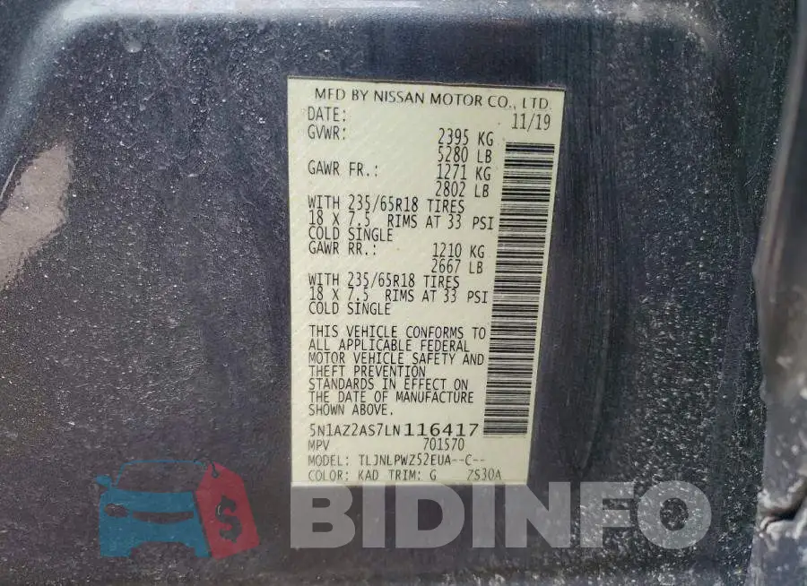 5N1AZ2AS7LN116417 Photo# 12