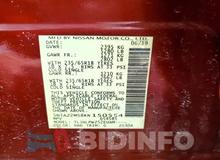 5N1AZ2MS8KN150554 Photo# 13