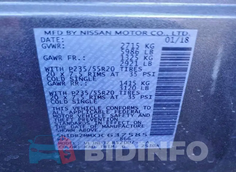 5N1DR2MMXJC637585 Photo# 13