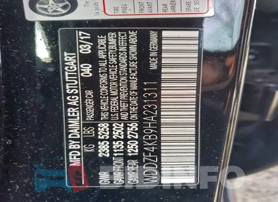 WDDZF4KB9HA231311 Photo# 12