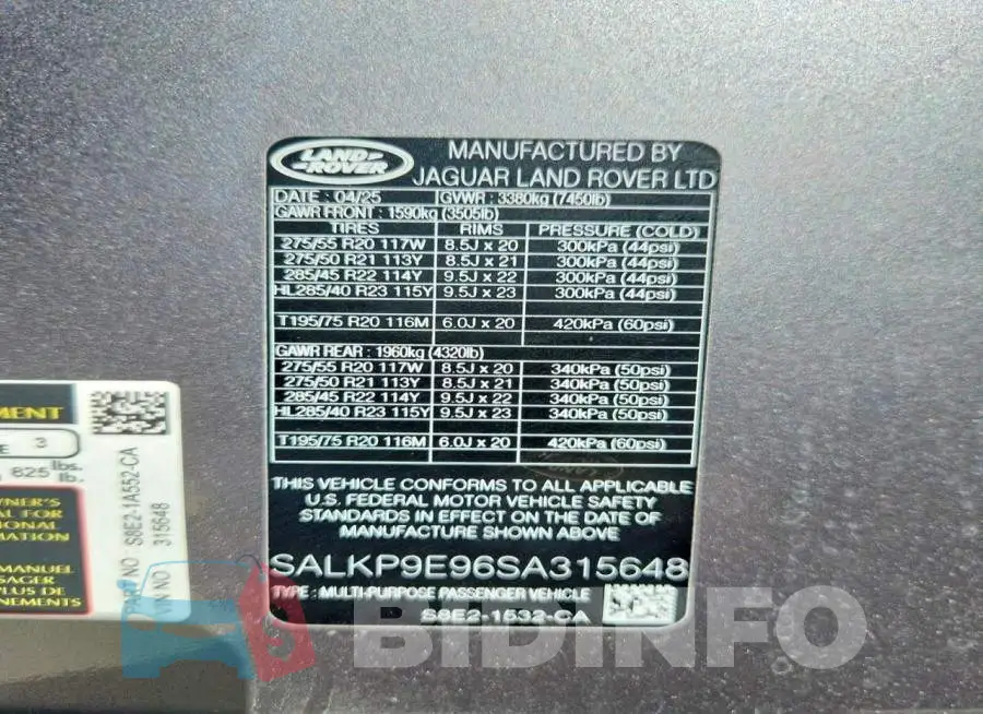 SALKP9E96SA315648 Photo# 13