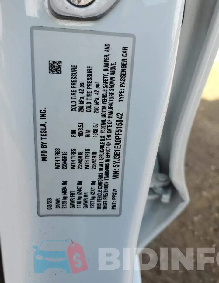 5YJ3E1EA0PF515842 Photo# 12