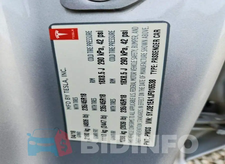 5YJ3E1EA1JF016538 Photo# 12