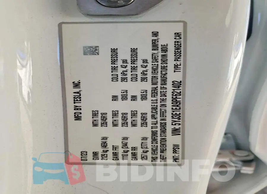 5YJ3E1EA9PF621402 Photo# 13