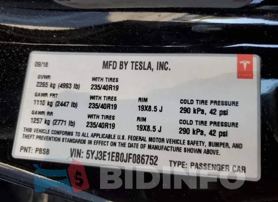 5YJ3E1EB0JF086752 Photo# 12