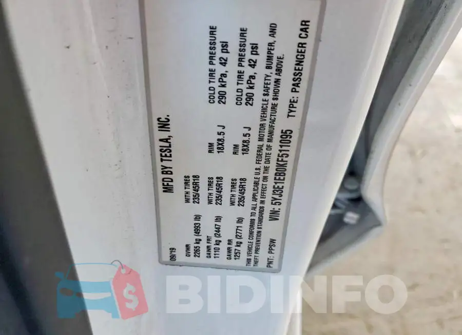 5YJ3E1EB0KF511095 Photo# 12