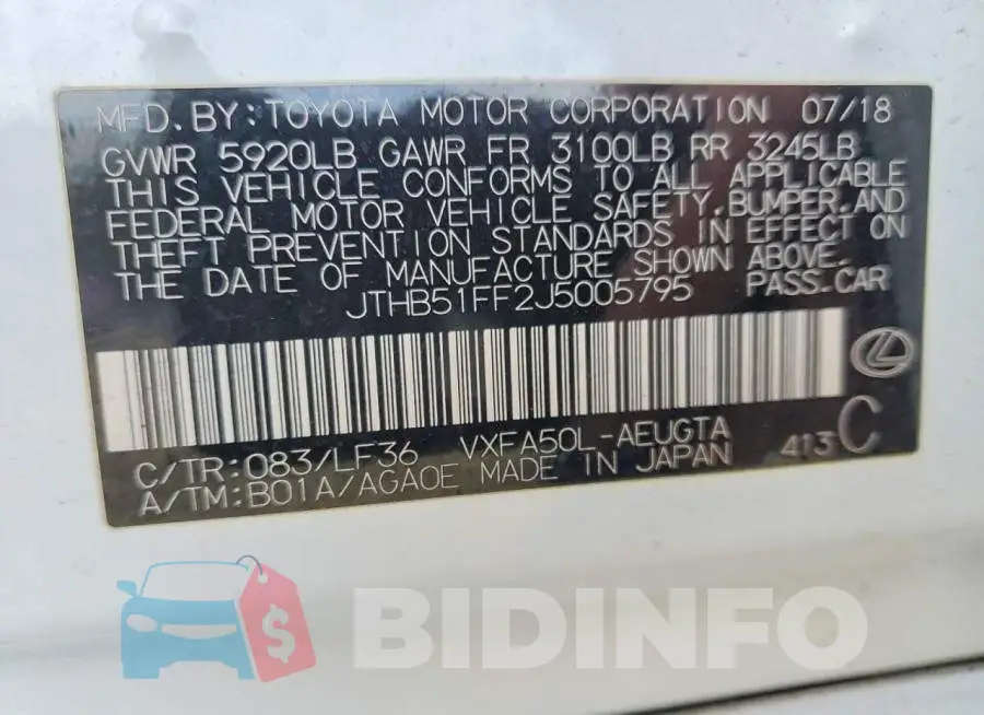 JTHB51FF2J5005795 Photo# 12