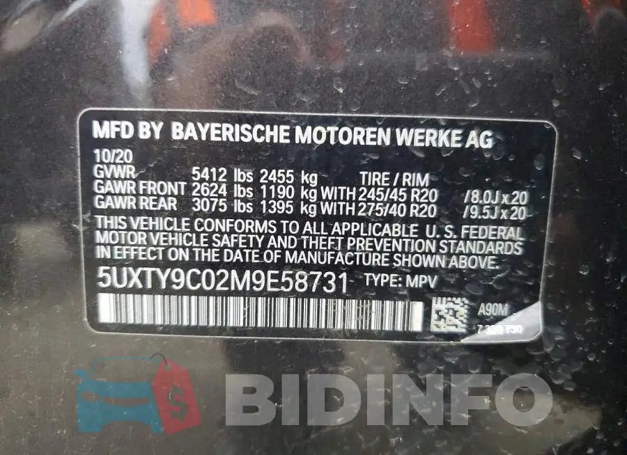 5UXTY9C02M9E58731 Photo# 13