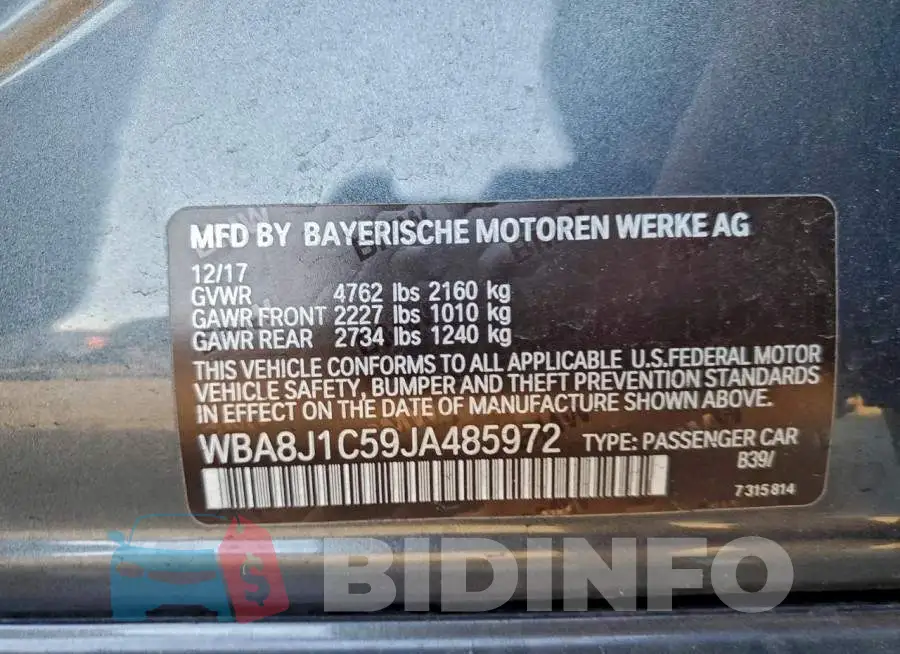 WBA8J1C59JA485972 Photo# 12