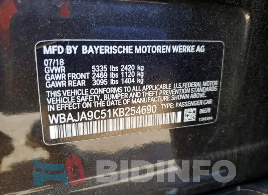 WBAJA9C51KB254690 Photo# 12