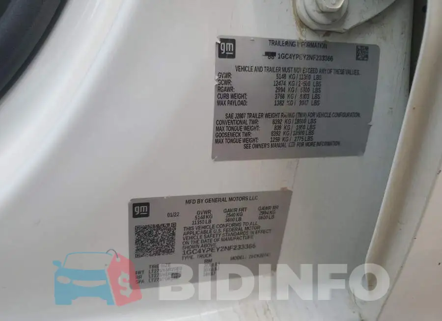 1GC4YPEY2NF233366 Photo# 12