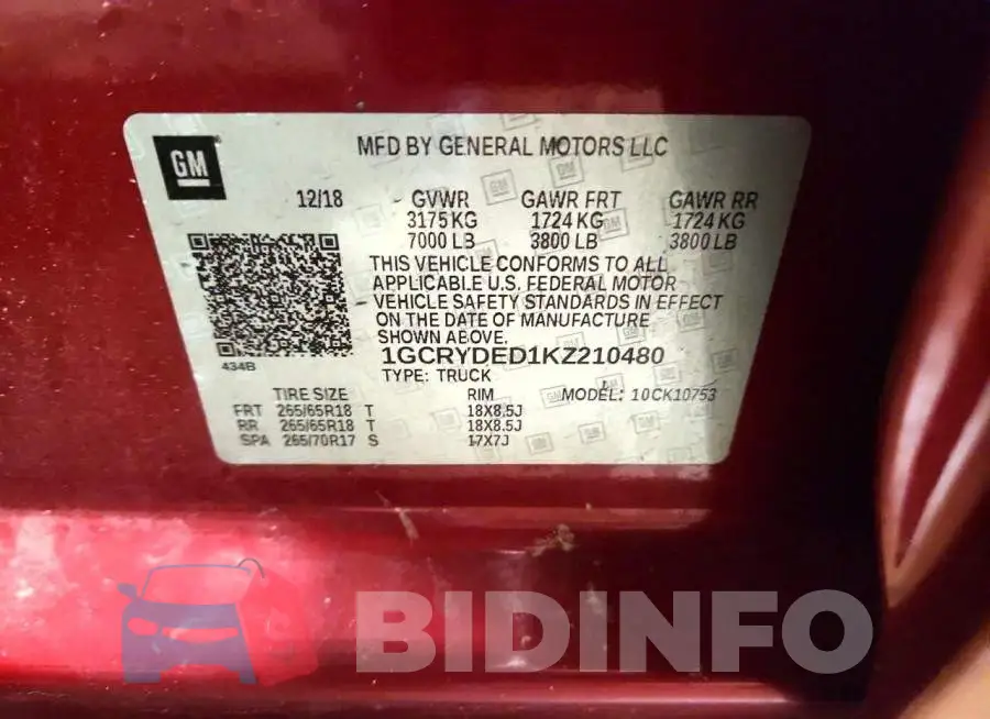 1GCRYDED1KZ210480 Photo# 12