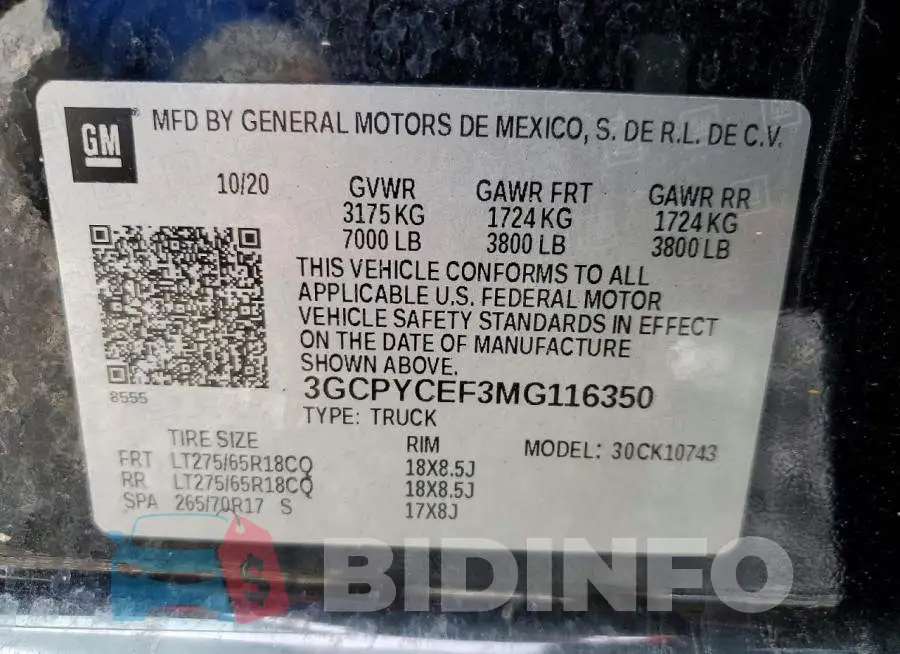 3GCPYCEF3MG116350 Photo# 13