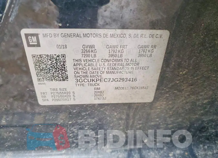 3GCUKPEC7JG293416 Photo# 12