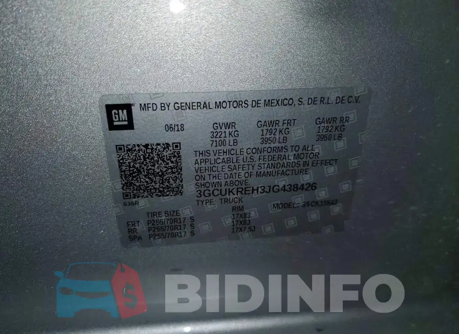 3GCUKREH3JG438426 Photo# 13