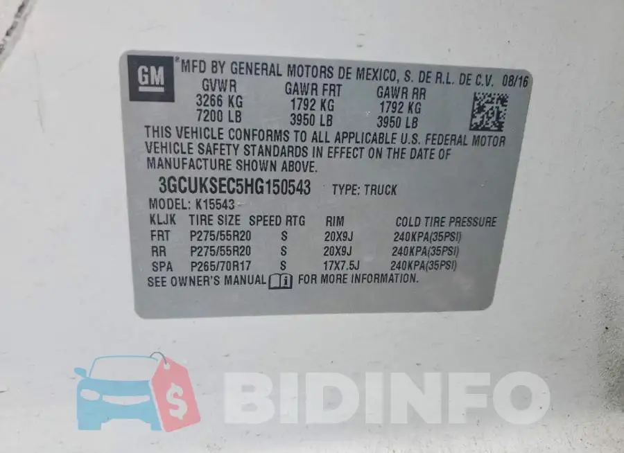 3GCUKSEC5HG150543 Photo# 13