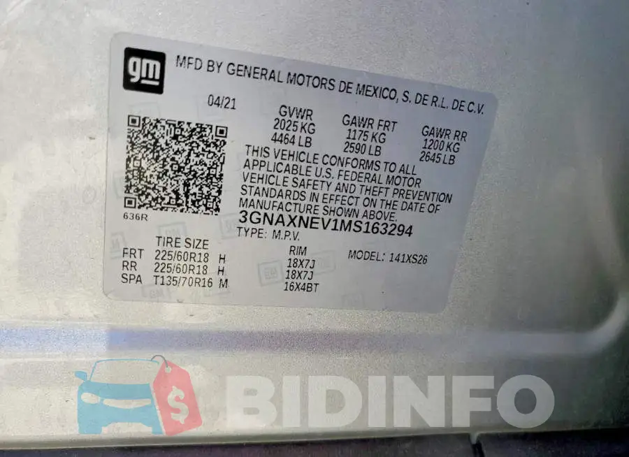3GNAXNEV1MS163294 Photo# 14