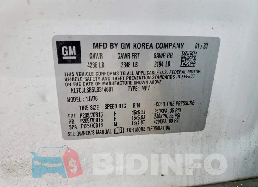 KL7CJLSB5LB314601 Photo# 12