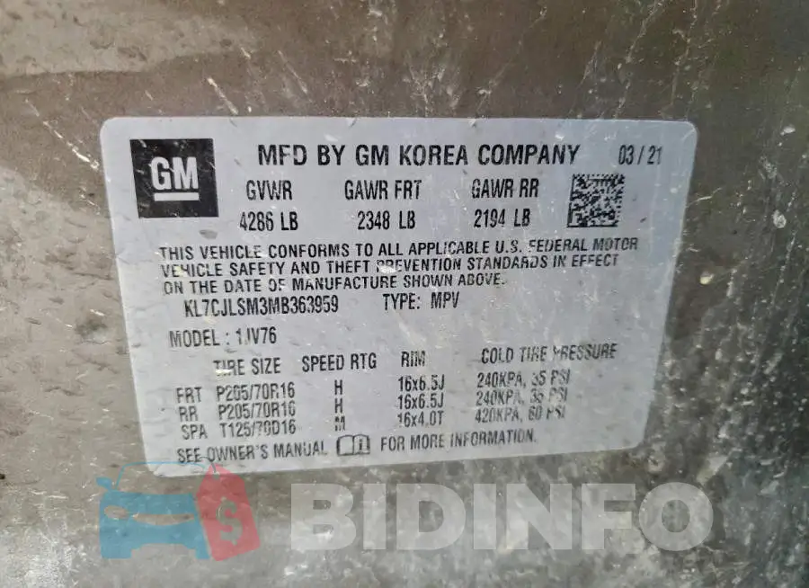 KL7CJLSM3MB363959 Photo# 14