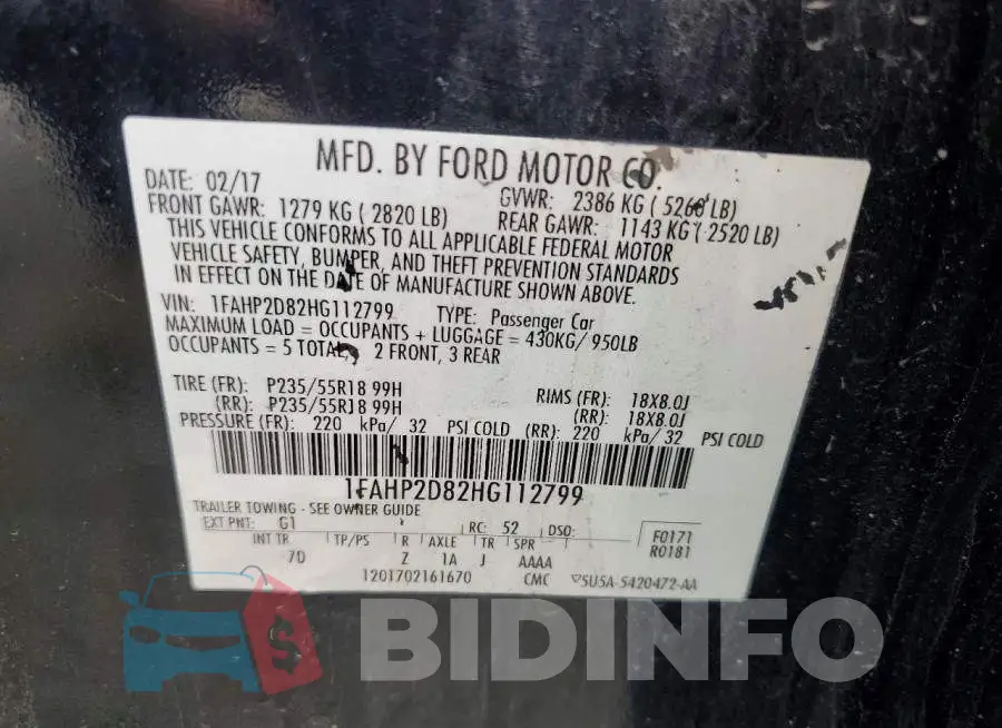 1FAHP2D82HG112799 Photo# 12