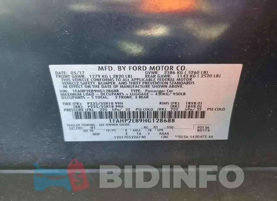 1FAHP2E89HG128688 Photo# 12