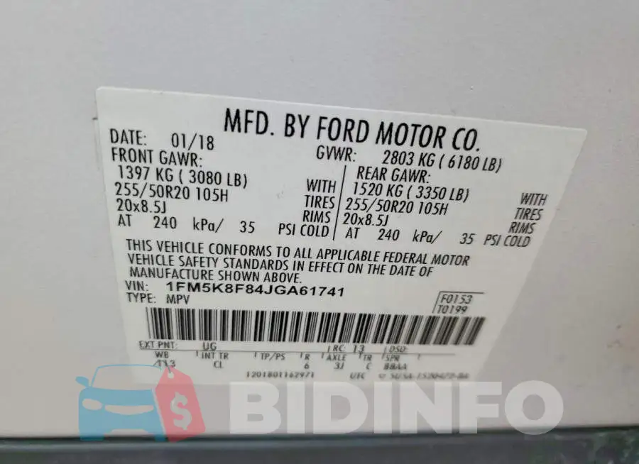 1FM5K8F84JGA61741 Photo# 13