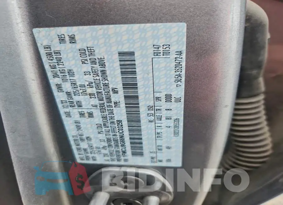 1FMCU9G66NUC03258 Photo# 13