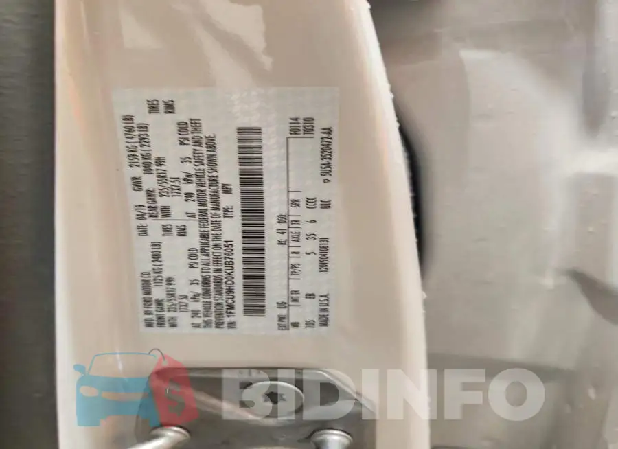 1FMCU9HD0KUB76051 Photo# 14
