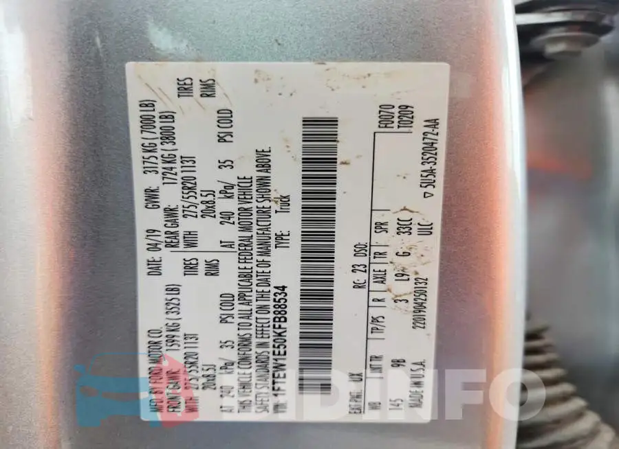 1FTEW1E50KFB88534 Photo# 12