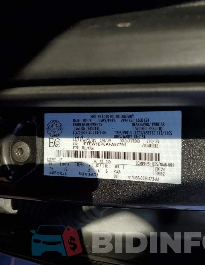 1FTEW1EP6KFA87791 Photo# 13