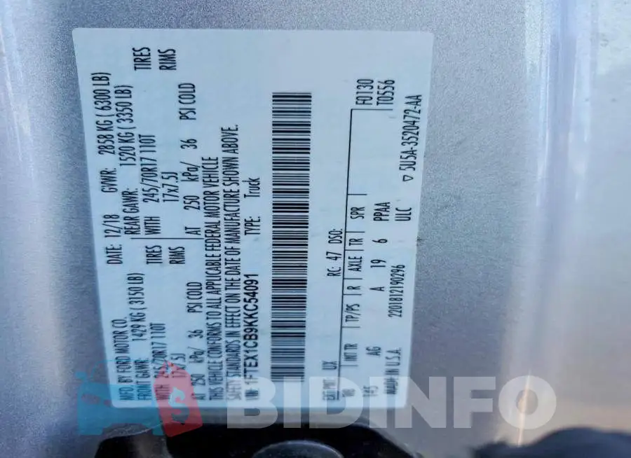 1FTEX1CB9KKC54091 Photo# 12