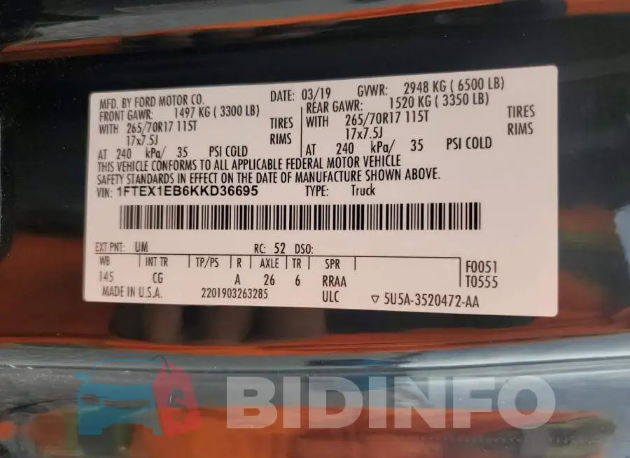1FTEX1EB6KKD36695 Photo# 12