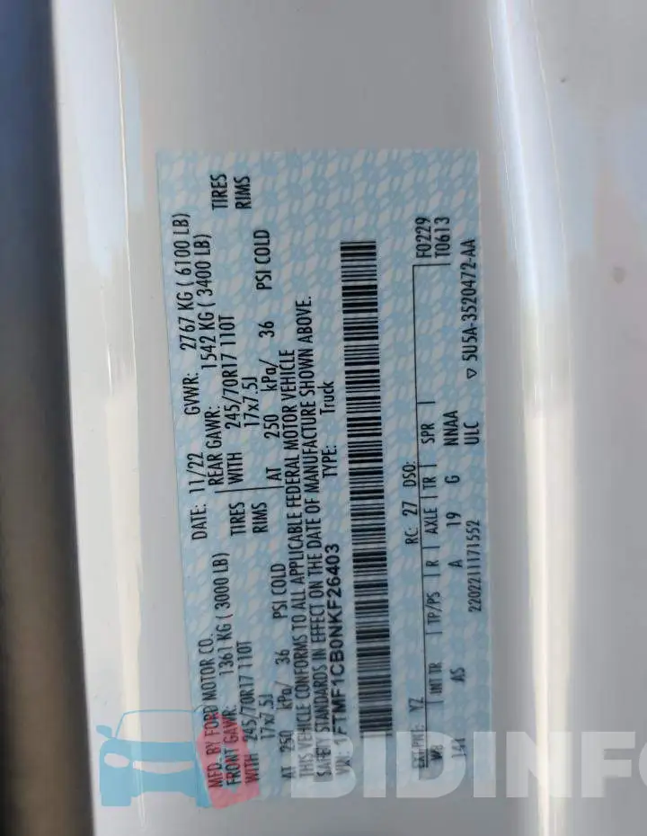 1FTMF1CB0NKF26403 Photo# 12